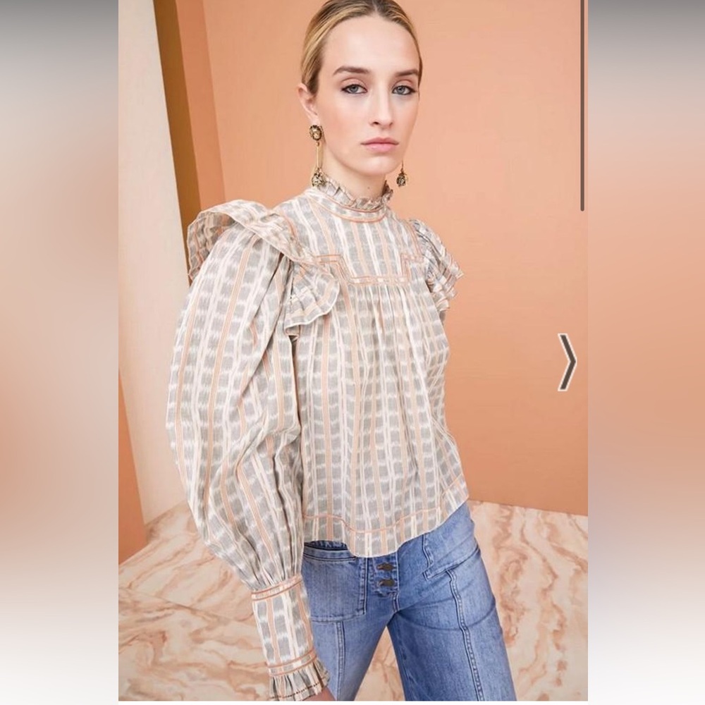 Ulla Johnson Ester Blouse - Sanik Sandstone Ikat